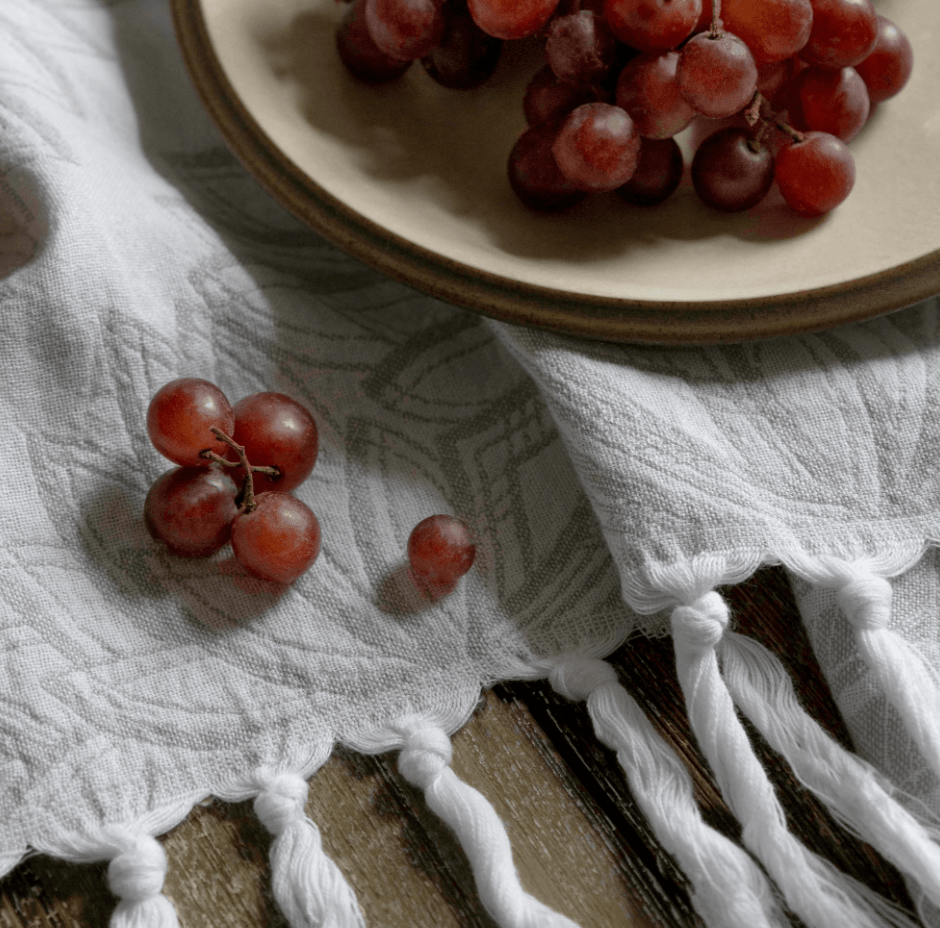 Pomp & Sass Turkish Hand Towel - Horona Grey/White