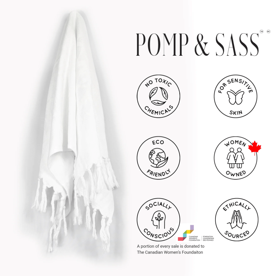 Pomp & Sass Turkish Hand Towel - Blanc White