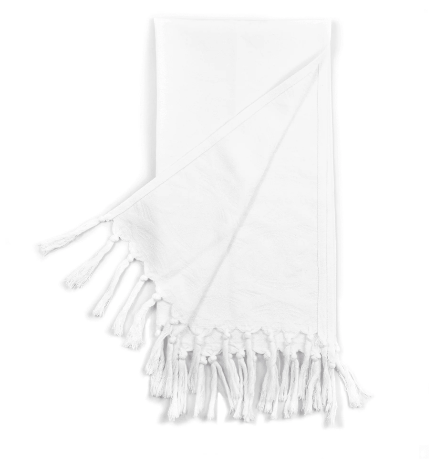 Pomp & Sass Turkish Hand Towel - Blanc White