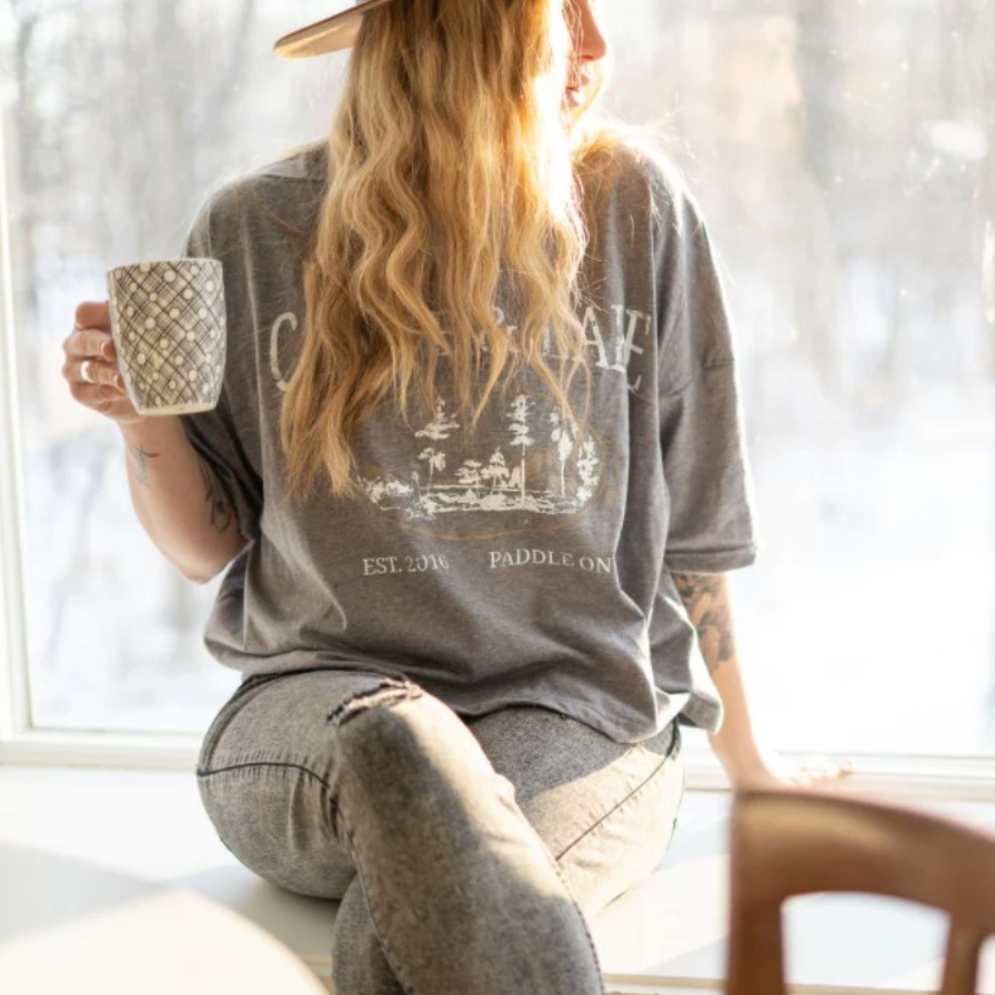 Canoe & Lake Heathered Grey HERITAGE Weekender Boxy Tee