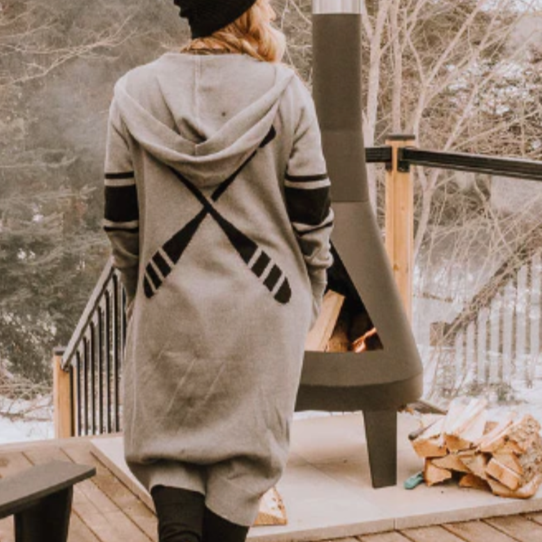 Canoe & Lake Long Hooded Dockside Knit Cardi (100% Cotton)
