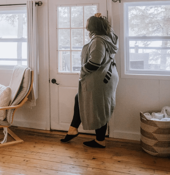 Canoe & Lake Long Hooded Dockside Knit Cardi (100% Cotton)