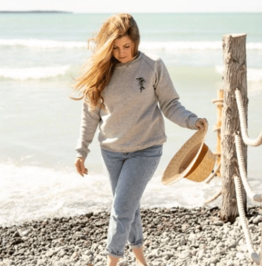 Canoe & Lake Minimalist Heathered Grey Crew Sweater