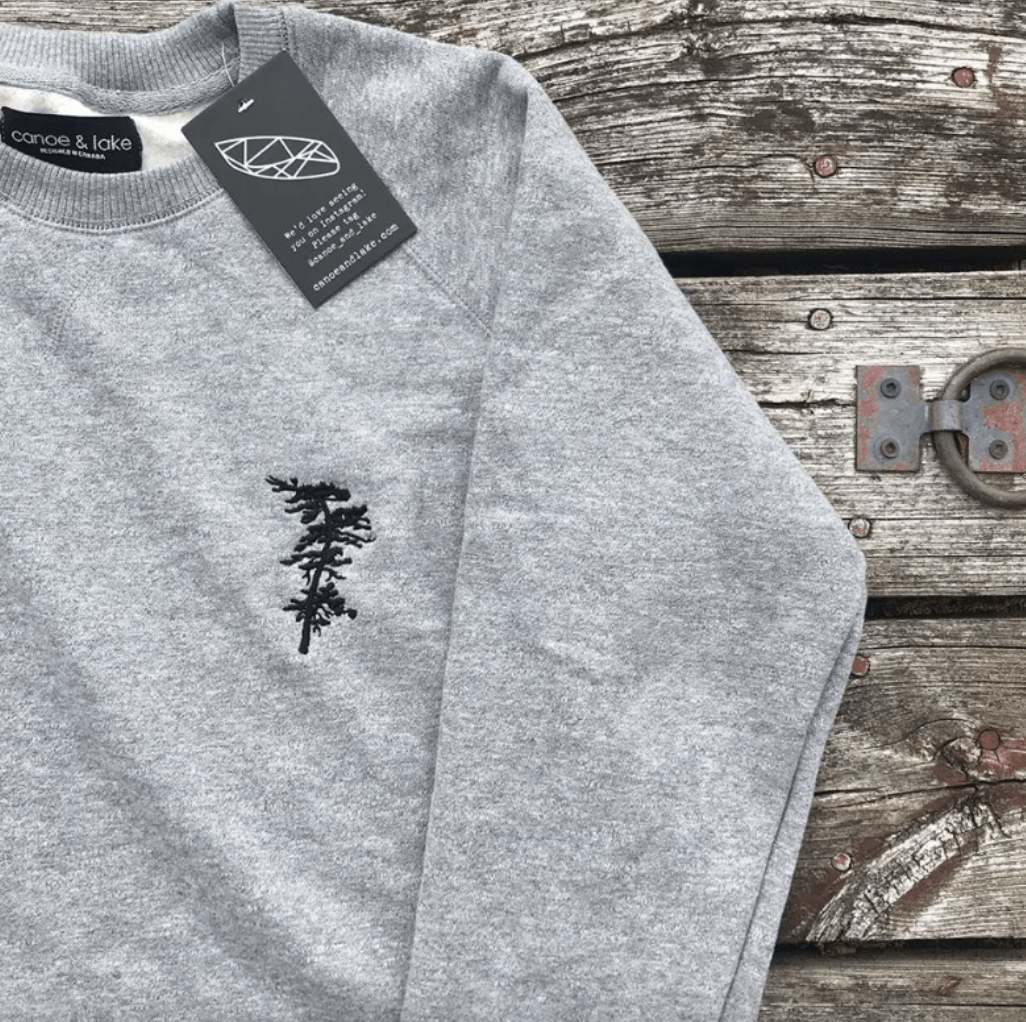 Canoe & Lake Minimalist Heathered Grey Crew Sweater