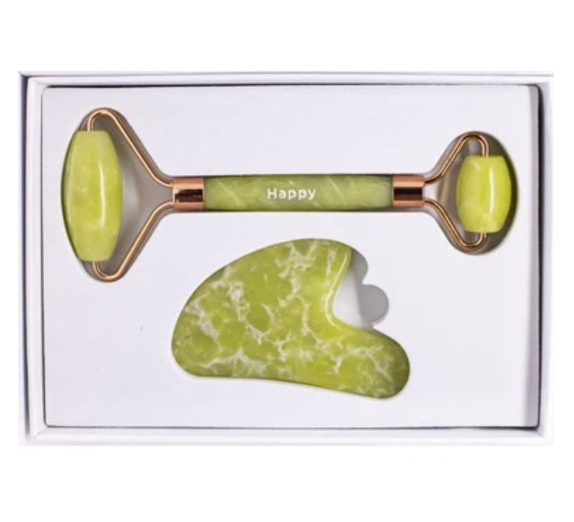 Happy Gift Set with Facial Roller and Gua Sha Heart