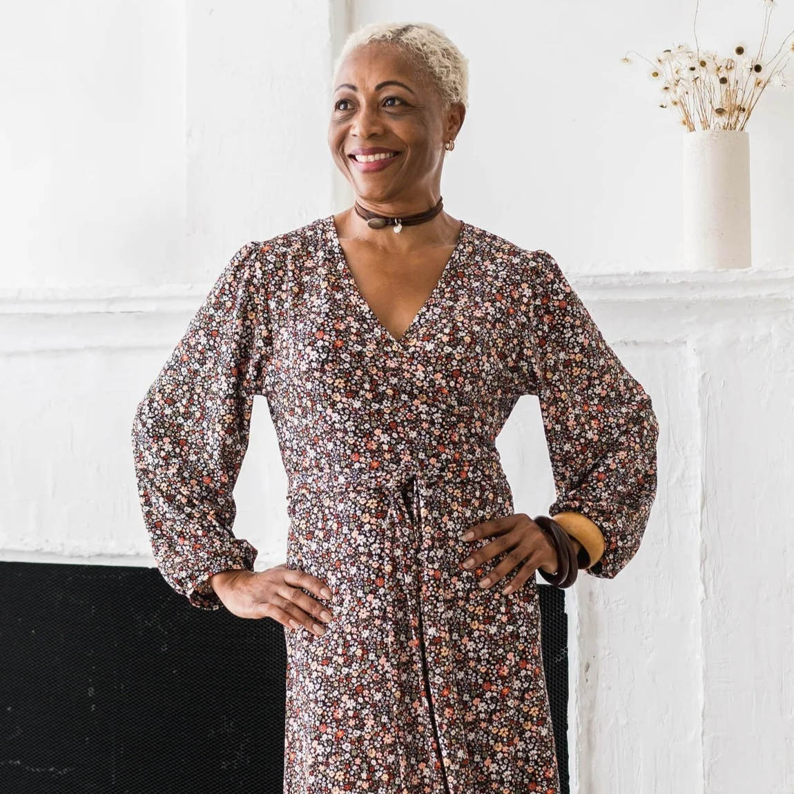 DOTTY Brown Floral Wrap Dress