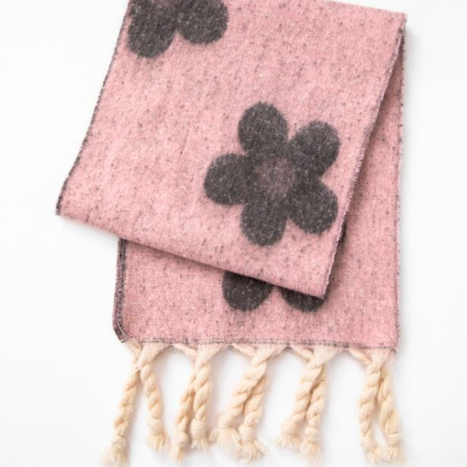 BAZ Flower Punch Blanket Scarf - Black