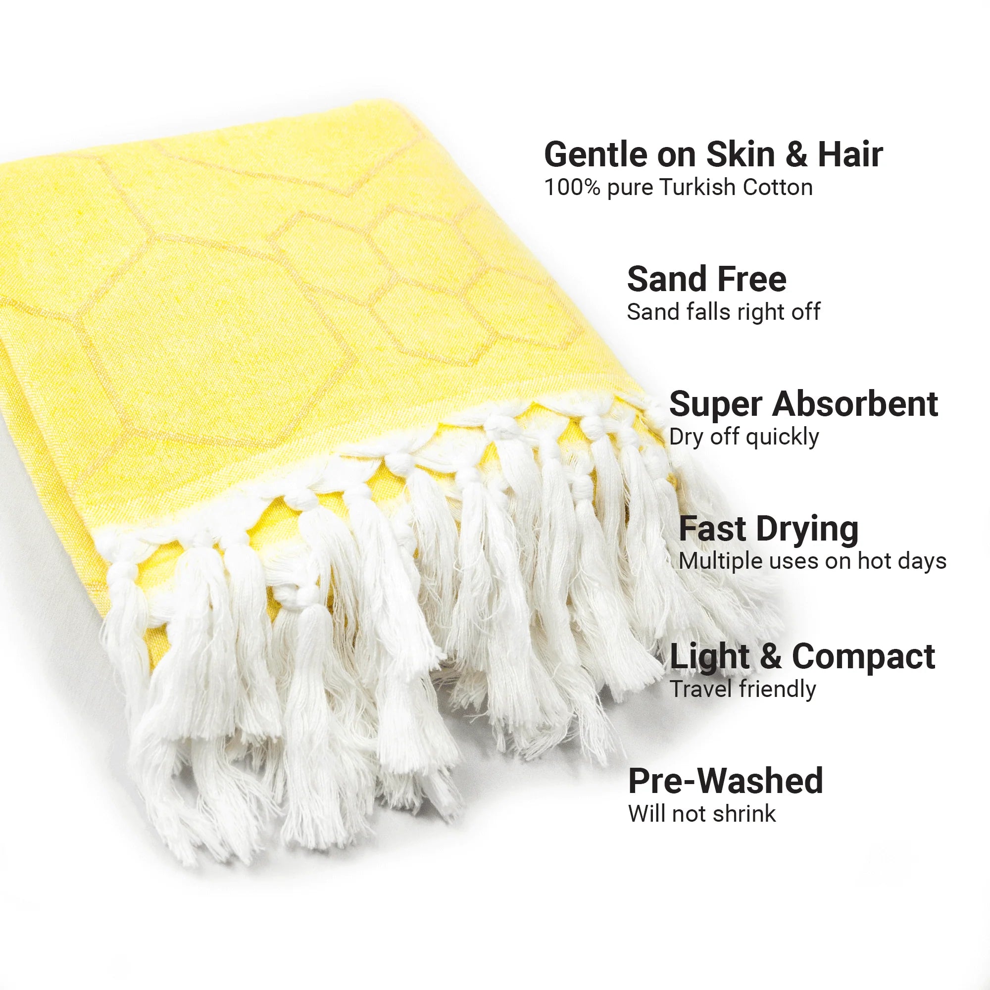Pomp & Sass Turkish Body Towel - Honeycomb in Yellow + Orange
