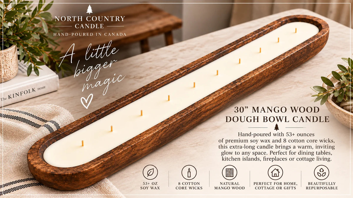 North Country Candle - 30" Mango Wood Dough Bowl Soy Wax Candle
