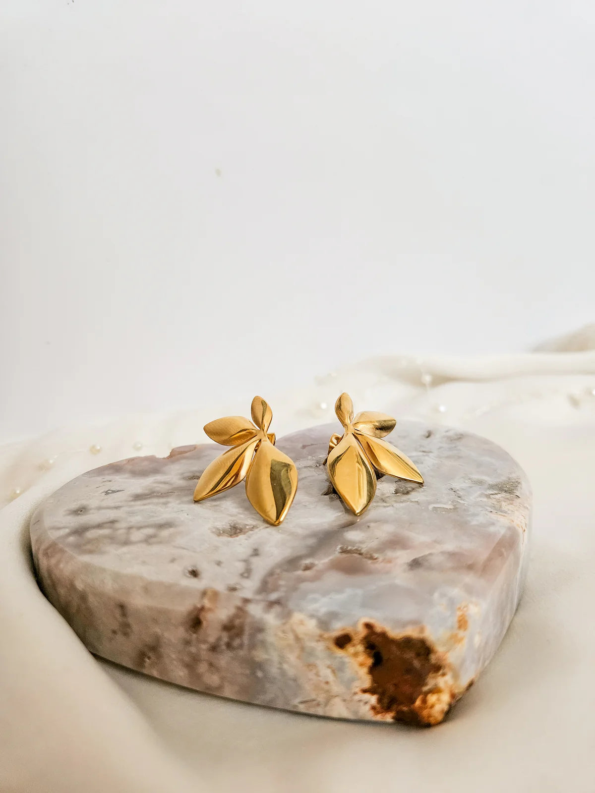 Rock Paper Pretty - Golden Petal Earrings