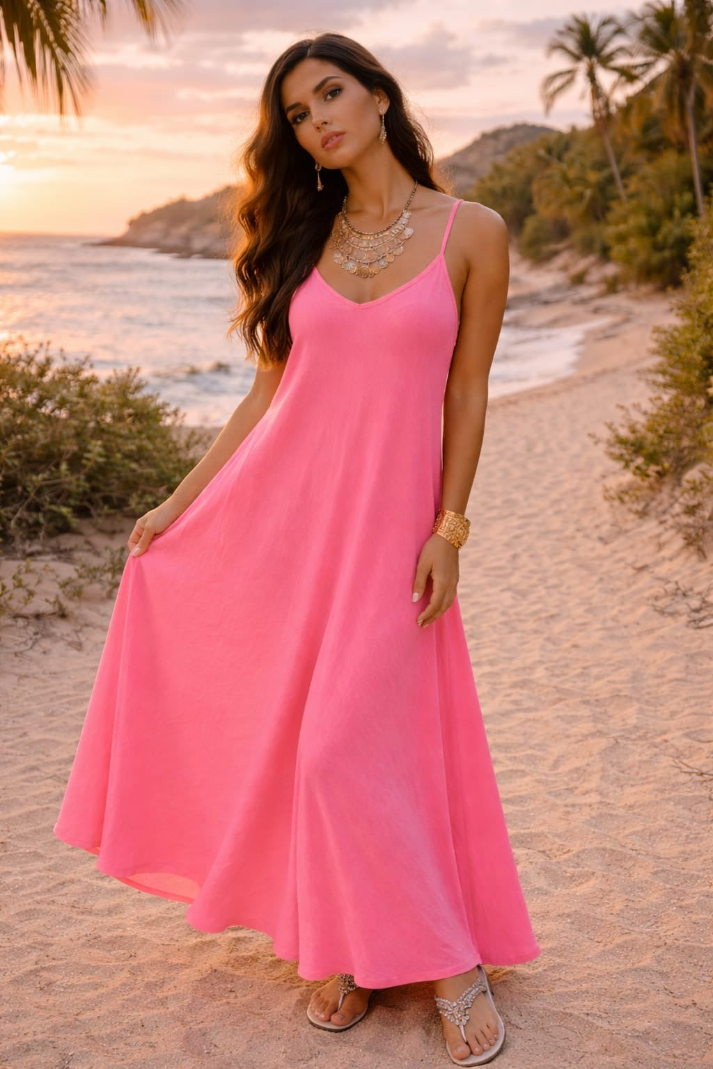 BAZ Italian BRIGHT Linen Slip Dress