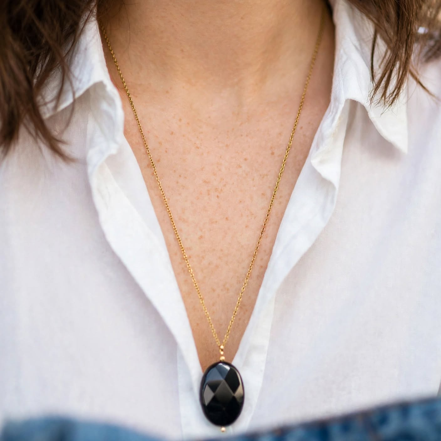 Mayuri's Beads - BLACK OBSIDIAN Noir Pendant Necklace