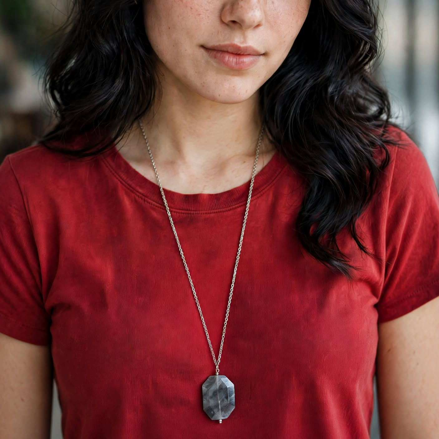 Mayuri's Beads - BLACK PHANTOM QUARTZ Eclipse Pendant Necklace