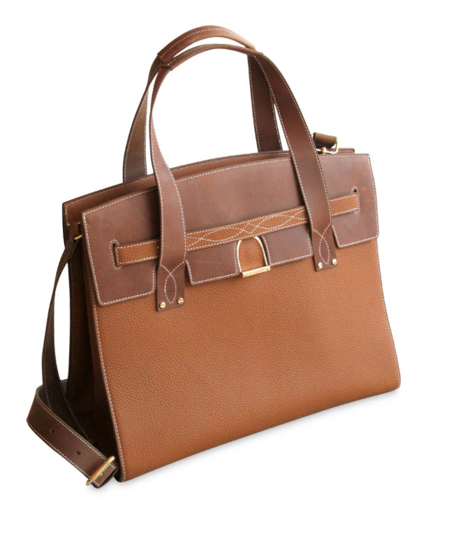 Oakbark & Chrome STABLE Tote in Brindle & Teak