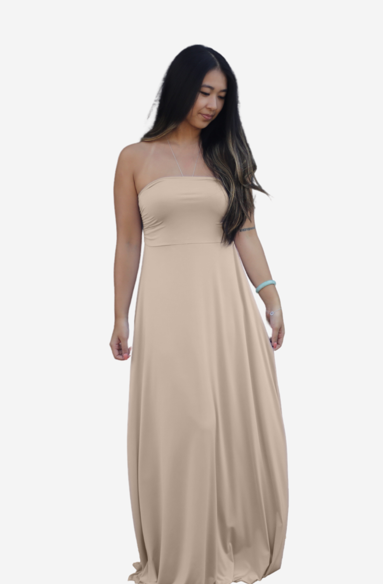 HENKAA Viola Maxi Dress - Nude Champagne