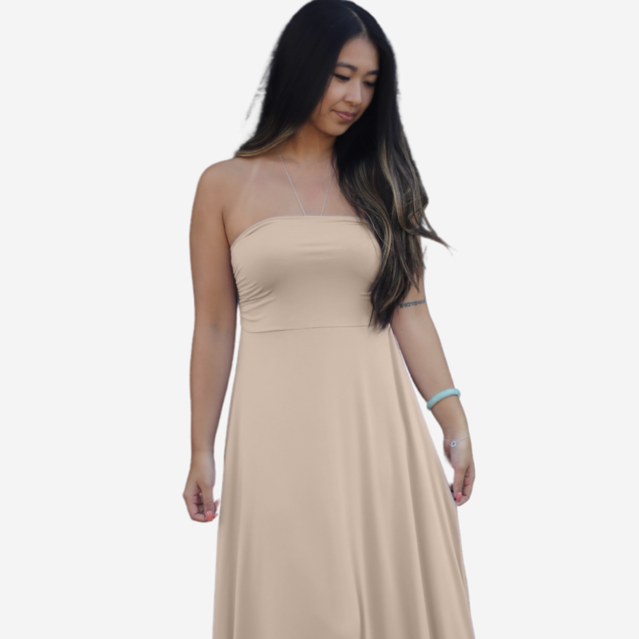 HENKAA Viola Maxi Dress - Nude Champagne