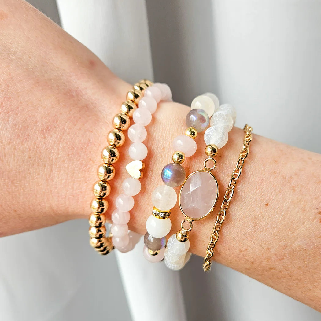 Rock Paper Pretty Sweet Pea Rose Quartz Bracelet