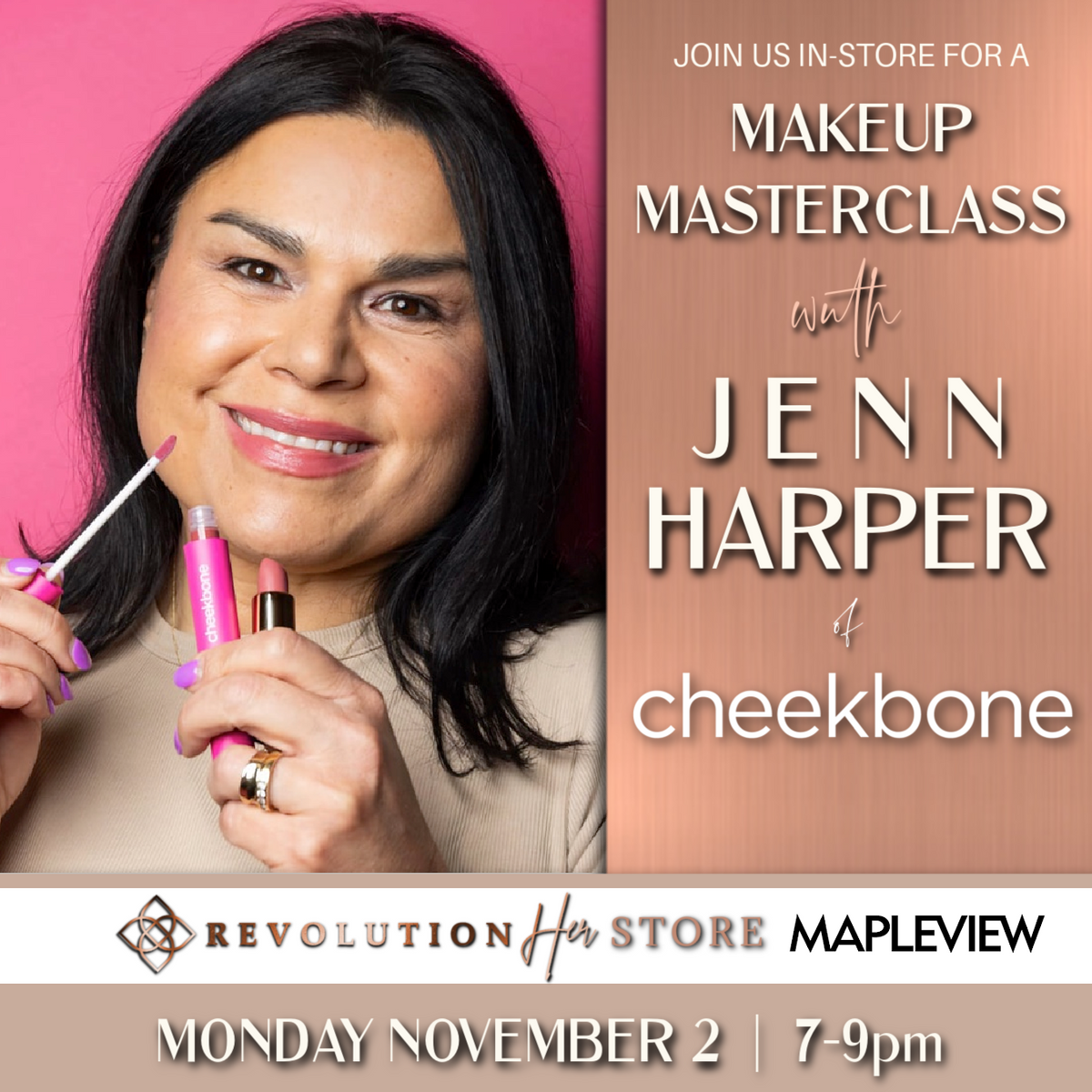 Makeup Masterclass with Jenn Harper of Cheekbone Beauty (Nov. 2, Mapleview)