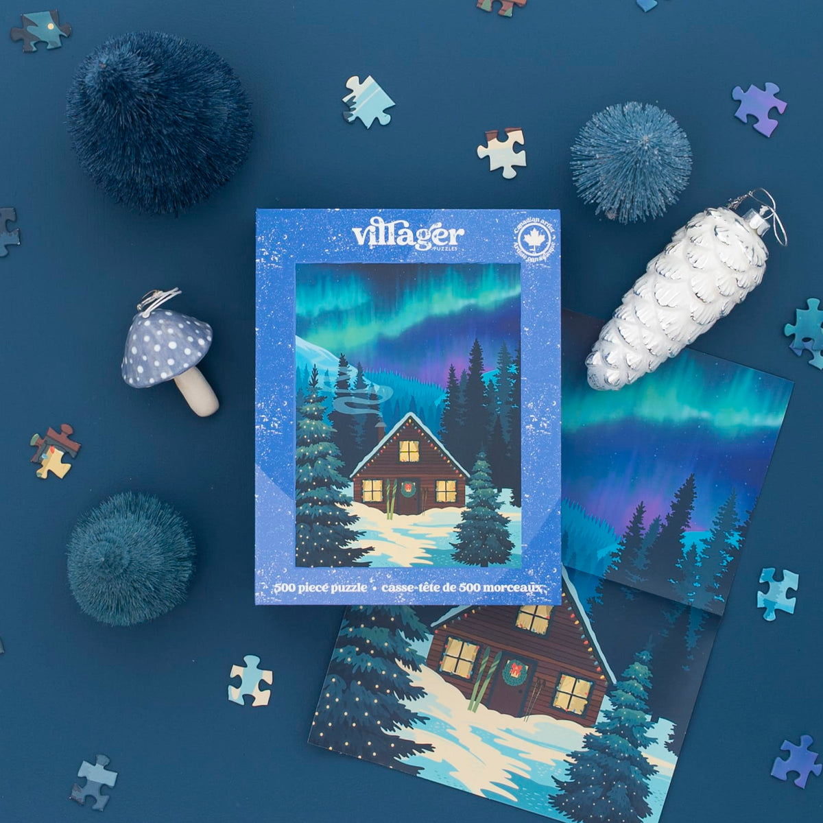 Villager Puzzles - NORTHERN CABIN 500-Piece Puzzle for Adults, Designed in Canada by Diana Pinnell