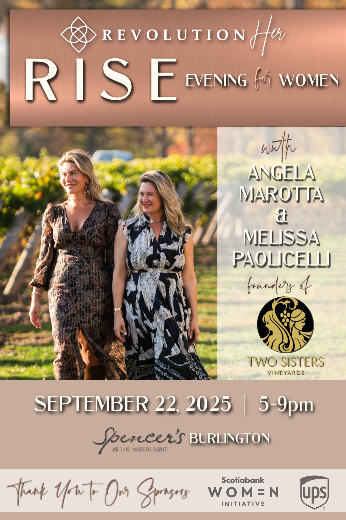 RISE 2025 with Melissa & Angela of Two Sisters Vineyards (Sep. 22 - Burlington)