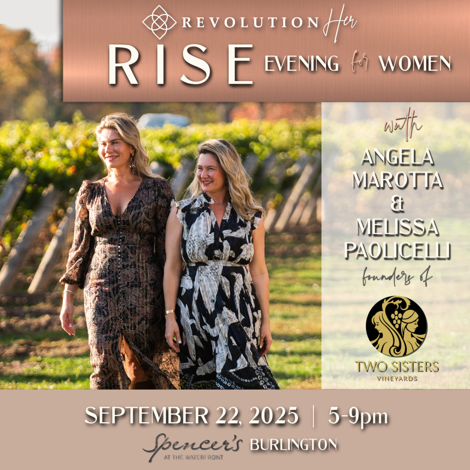 RISE 2025 with Melissa & Angela of Two Sisters Vineyards (Sep. 22 - Burlington)