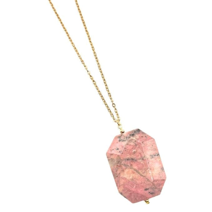 Mayuri's Beads - RHODONITE Rose Pendant Necklace