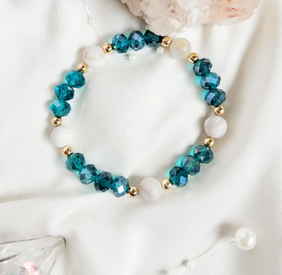 Rock Paper Pretty - Lace Agate/Glass Bracelet