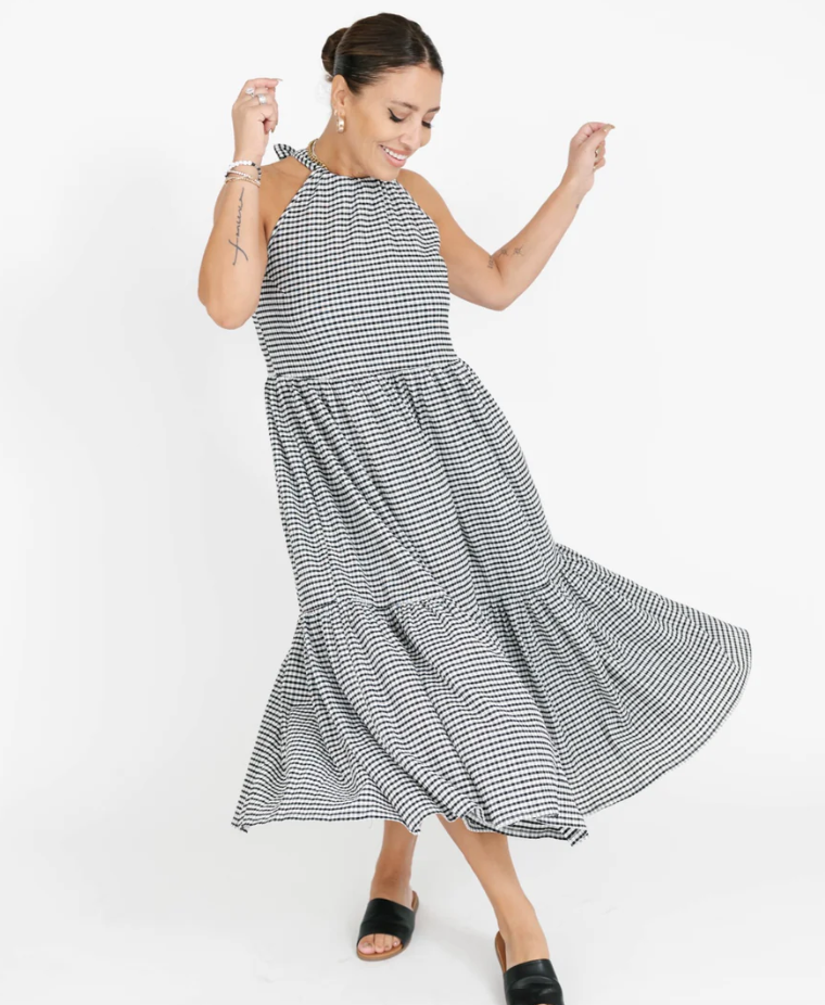 Smash & Tess Valentina Black + White Gingham Maxi Dress