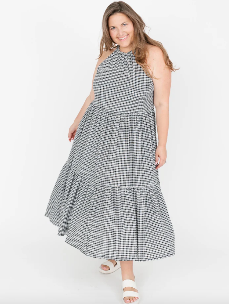 Smash & Tess Valentina Black + White Gingham Maxi Dress