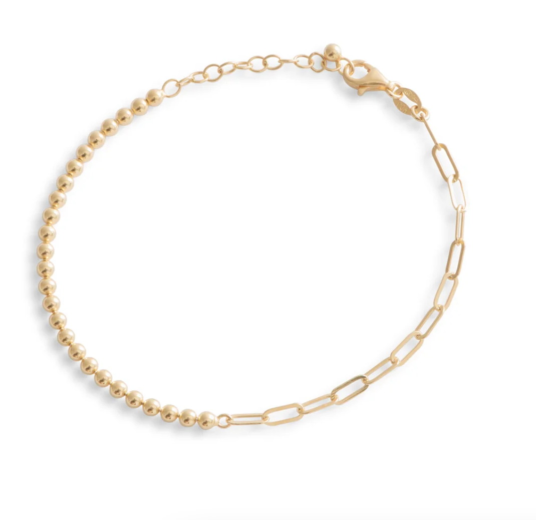 Sarah Baeumler Gold Ball & Paperclip Bracelet