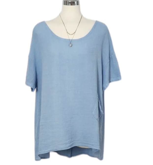 BAZ Linen Button Back Top