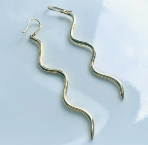 Love Not Fear SERPENTINE Brass Earrings