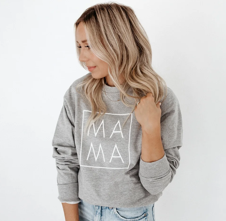 MAMA Classic Crew Sweater - Heathered Grey