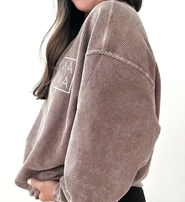 MAMA Corded Crew Sweater - Chocolate