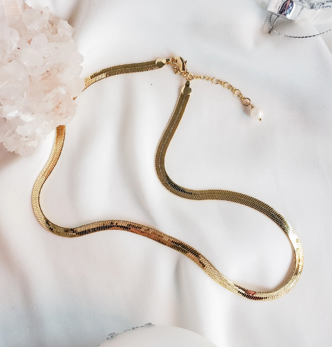 Rock Paper Pretty - Gold Herringbone Necklace