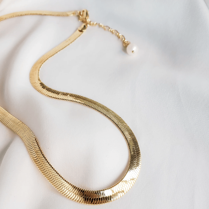 Rock Paper Pretty - Gold Herringbone Necklace