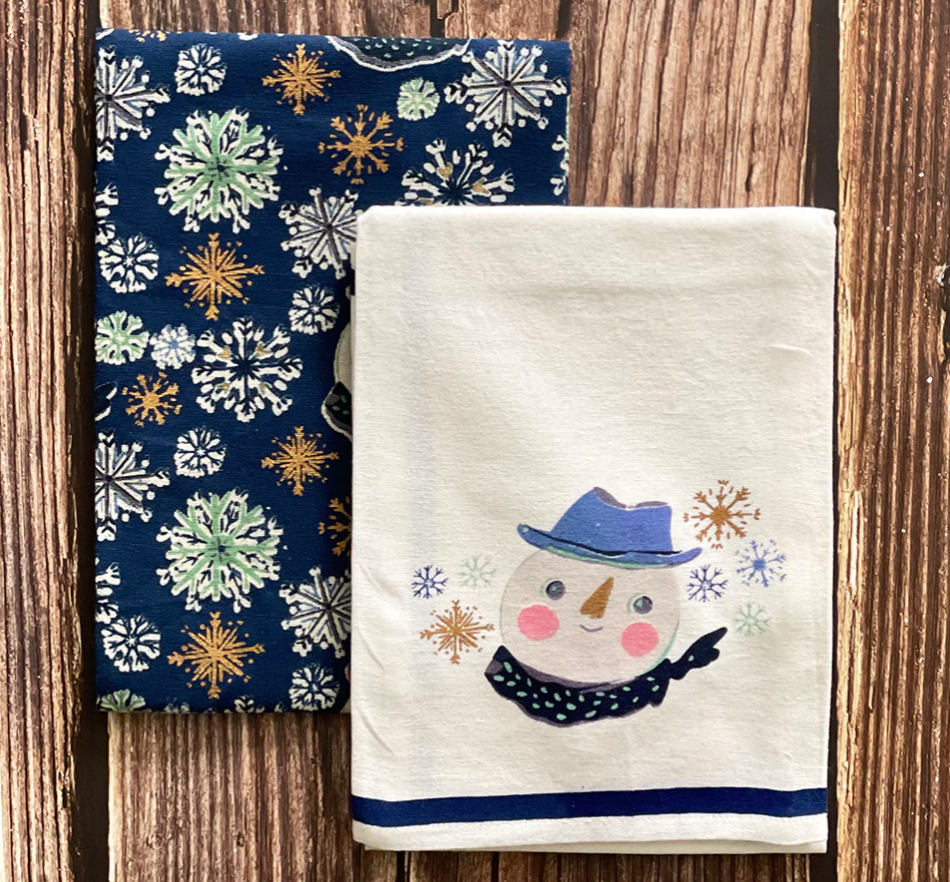 Mahogany SNOWMAN & SNOWFLAKES Kitchen Towel