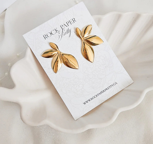 Rock Paper Pretty - Golden Petal Earrings