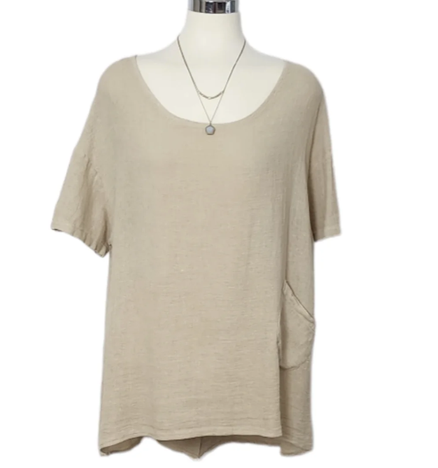 BAZ Linen Button Back Top