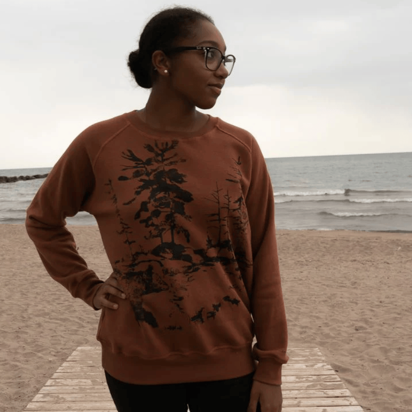 Canoe & Lake Woods PATH IN THE WOODS Raglan Crew Sweater