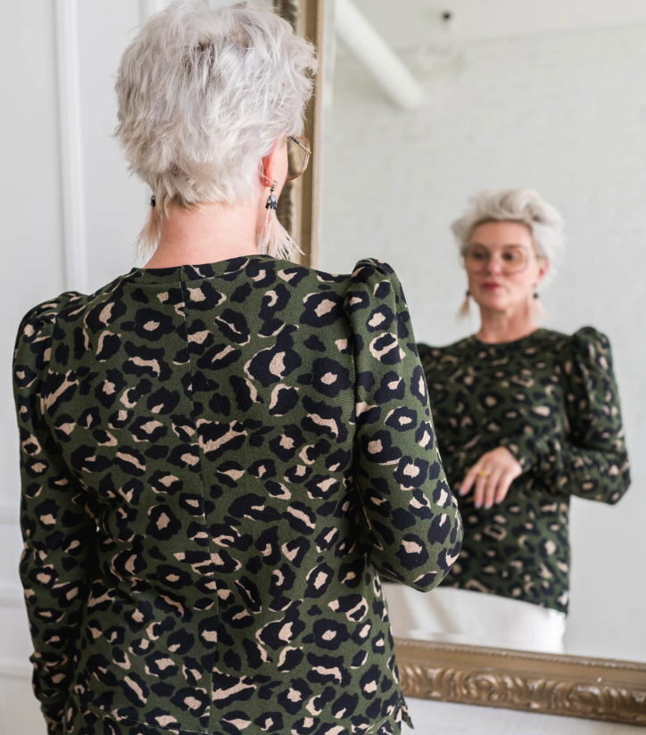 DOTTY Green Leopard Sweater Blouse