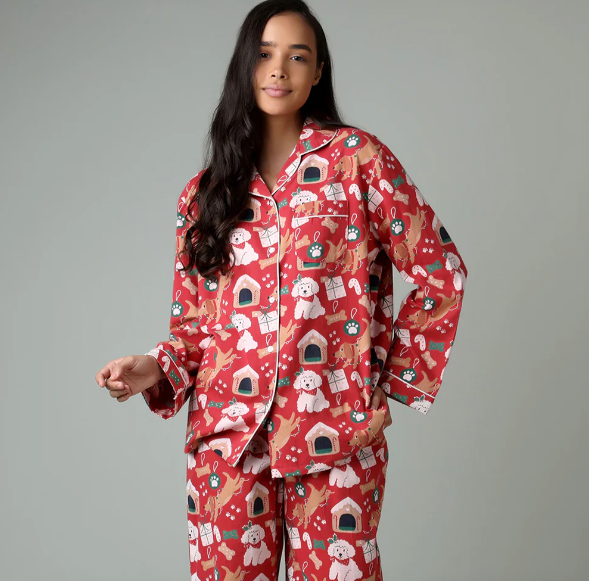 Mahogany MERRY DOGS Flannel Pyjama Set