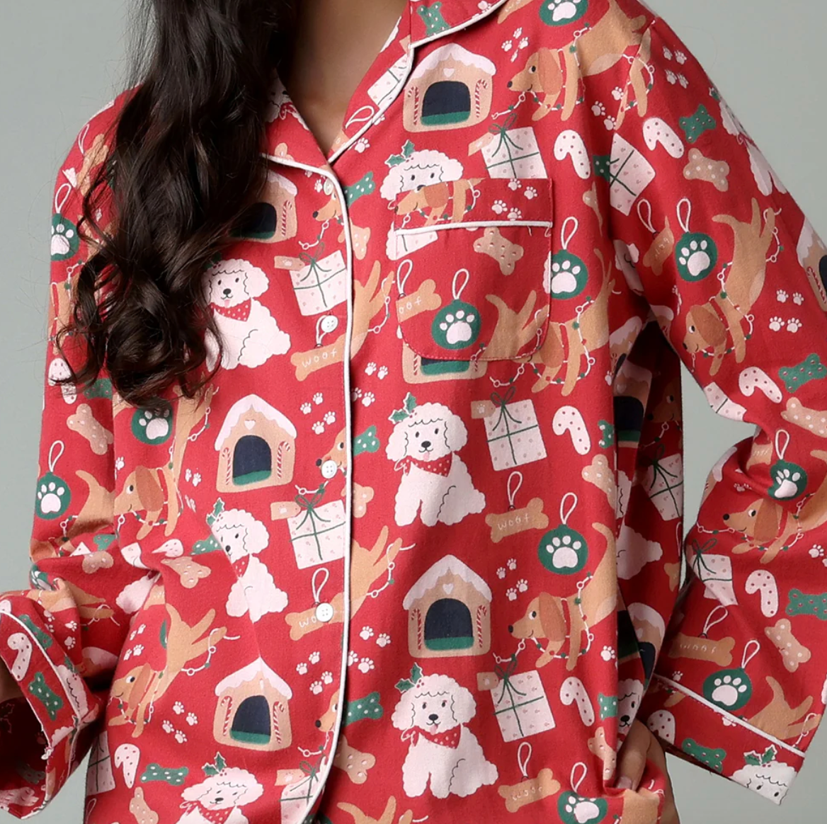 Mahogany MERRY DOGS Flannel Pyjama Set