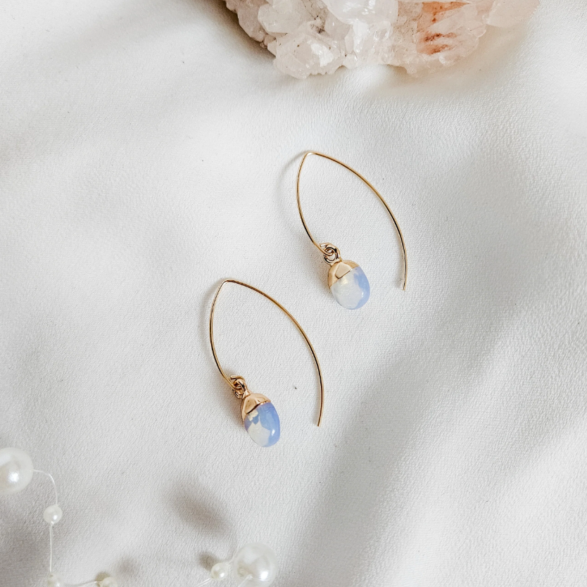 Rock Paper Pretty - Dew Drop Opalite 14k Gold Filled Earrings