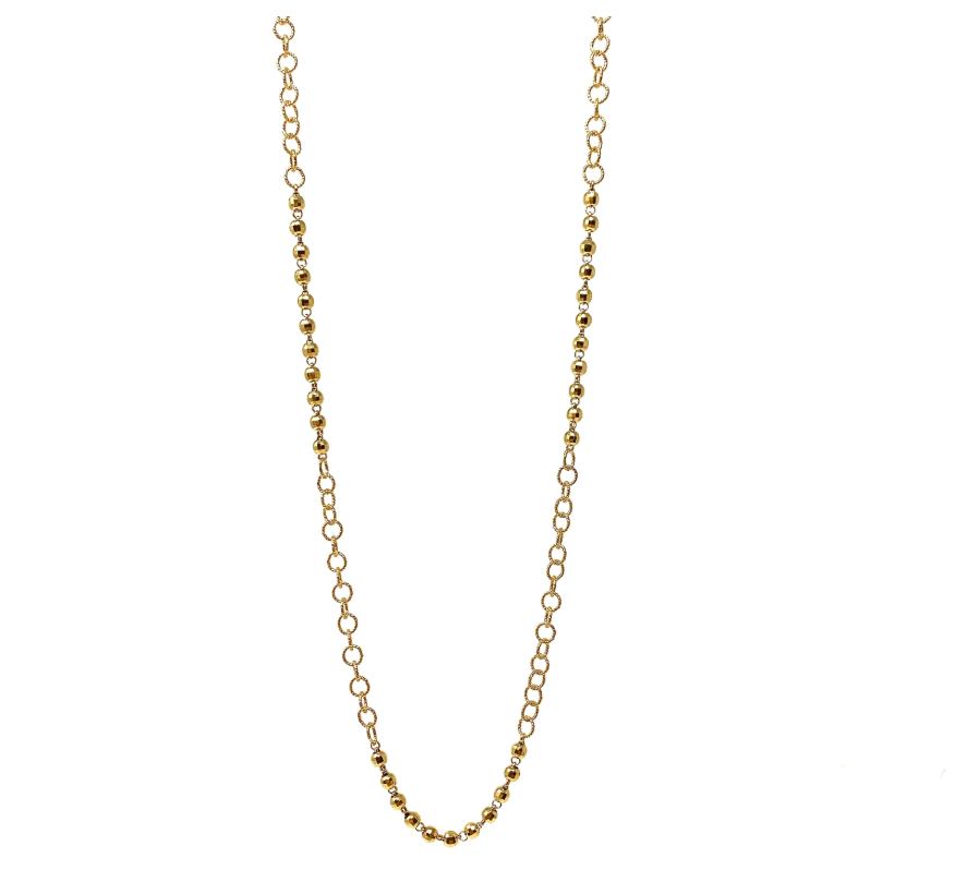 Debbie Travis Italian Jewelry Collection - Wispy Long Gold Necklace with Links & Beads