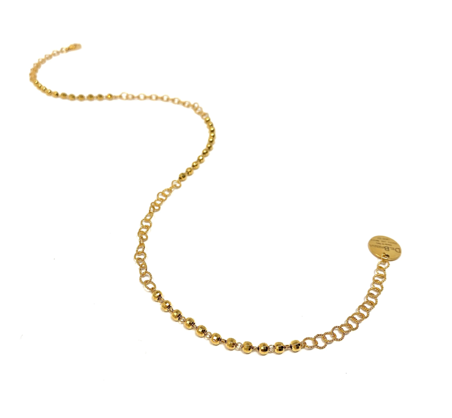 Debbie Travis Italian Jewelry Collection - Wispy Long Gold Necklace with Links & Beads