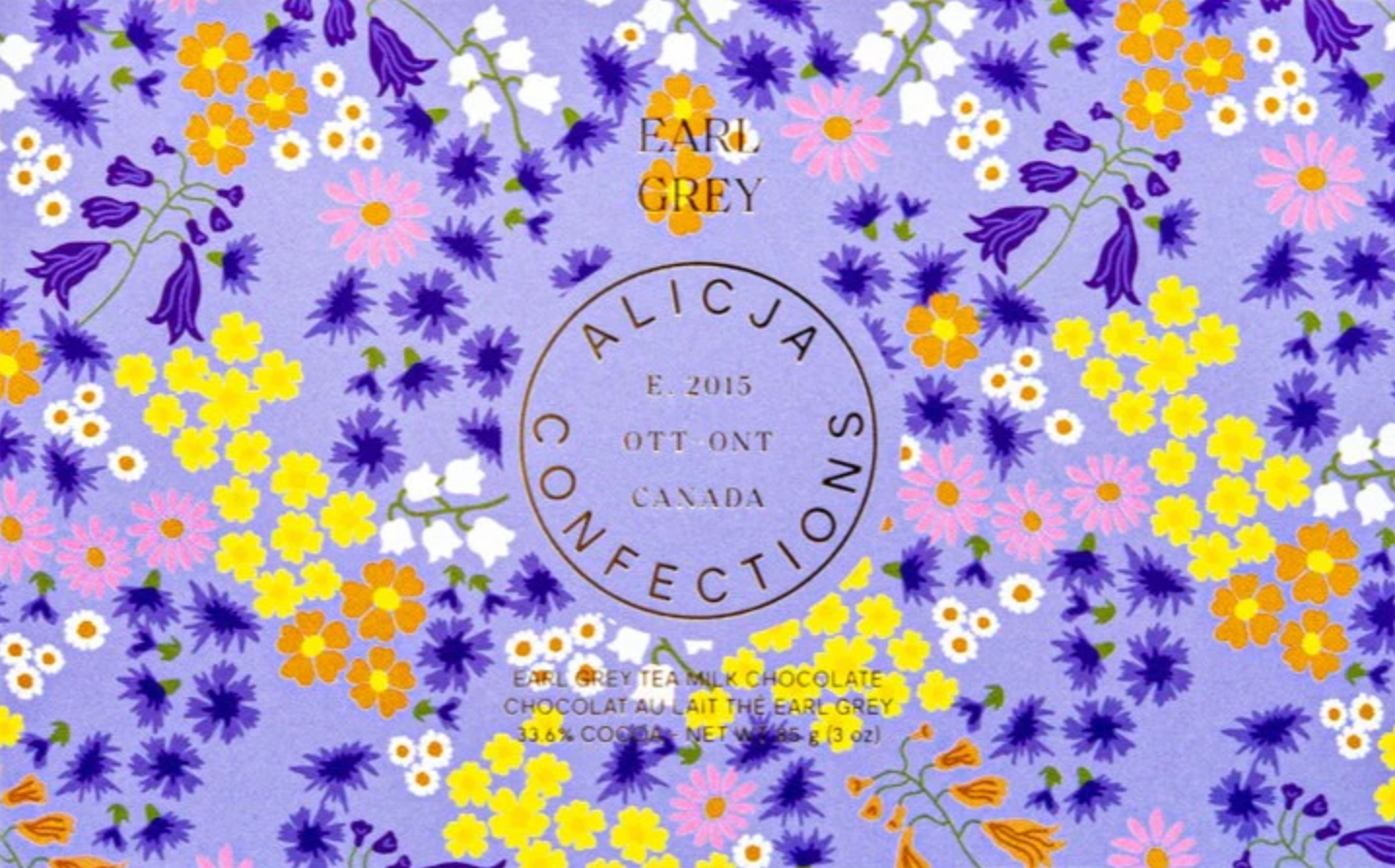 Alicja Confections - Earl Grey Postcard Milk Chocolate Bar