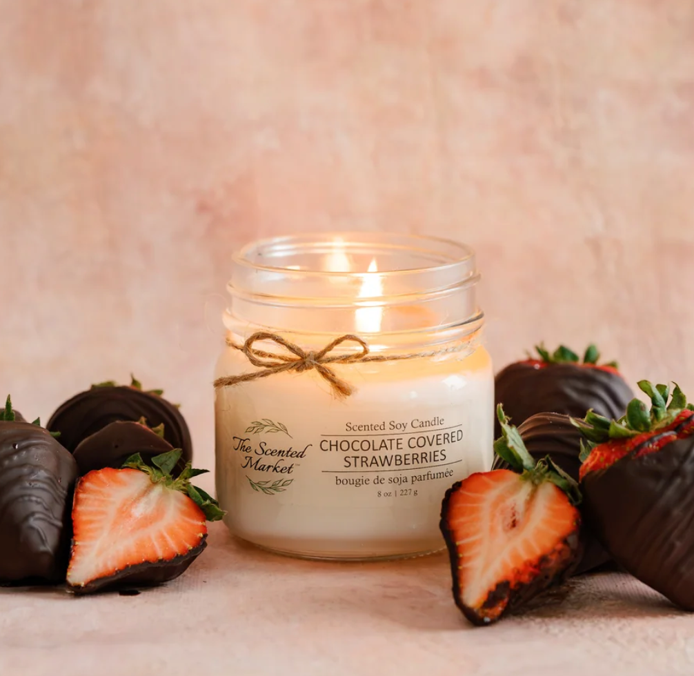 The Scented Market - Chocolate Covered Strawberries Soy Wax Candle 8oz (Limited Edition)