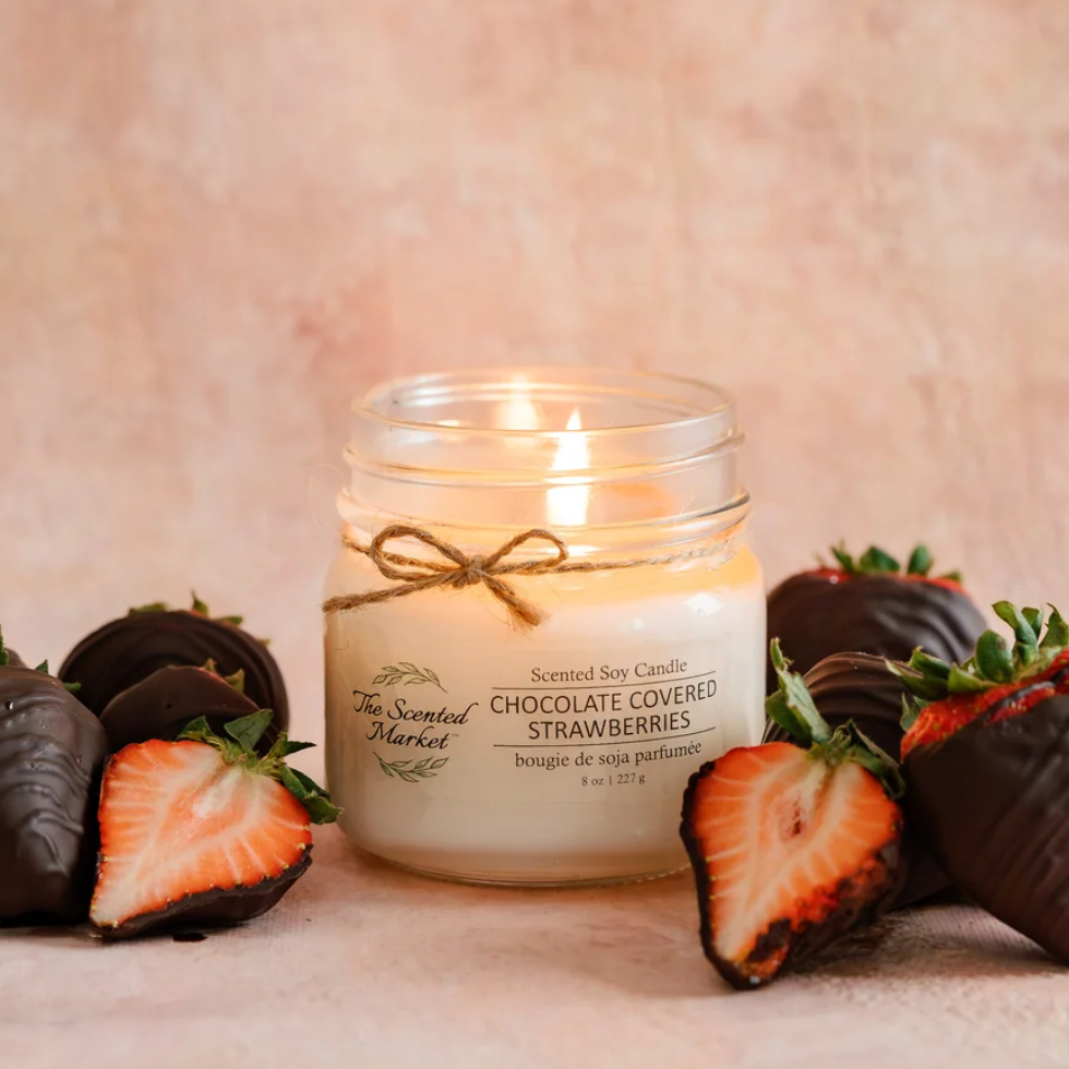 The Scented Market - Chocolate Covered Strawberries Soy Wax Candle 8oz (Limited Edition)