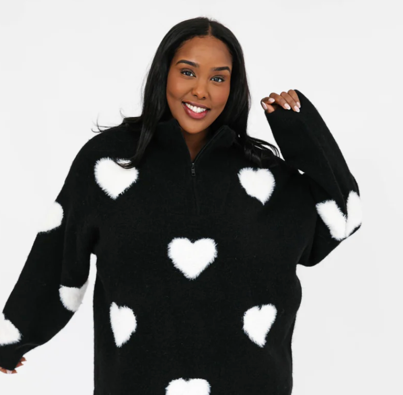 Smash & Tess GALENTINE'S Sweater in Black & Ivory